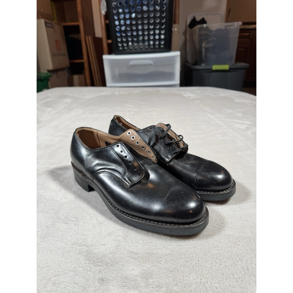 Vintage Thorogood Oxford Shoes Mens Size 8 Black Leather Postman MADE IN USA